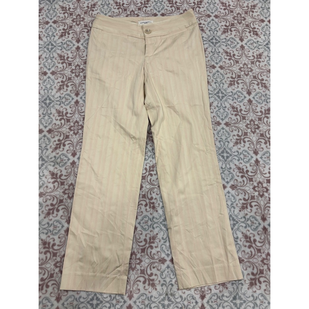 Banana Republic Martin Fit Pinstripe Dress Pants Beige Stretch Trousers Size 0